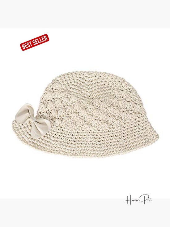 Hand Knitted Cotton Bucket Hat with Leather Bow main image 4